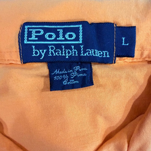 Polo Ralph Lauren Orange Pima Cotton Polo Shirt Mens L Pocket Logo Golf Preppy - Picture 4 of 7